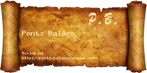 Pentz Balázs névjegykártya